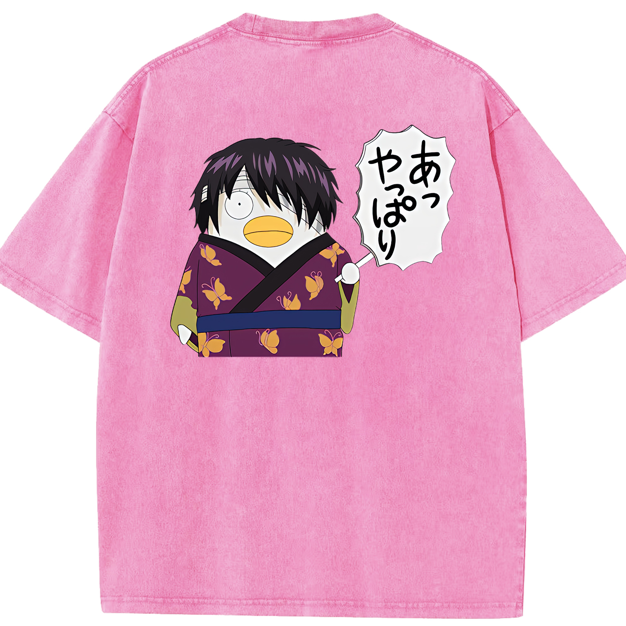 （画像用） ぎんたま 坂田銀時（さかたぎんとき） 神楽 志村新八（しむら しんぱち） GINTAMA Sakata Gintoki Kagura Shimura Shinpachi 綿100% ヴィンテージ風 半袖Tシャツ（背面プリント）